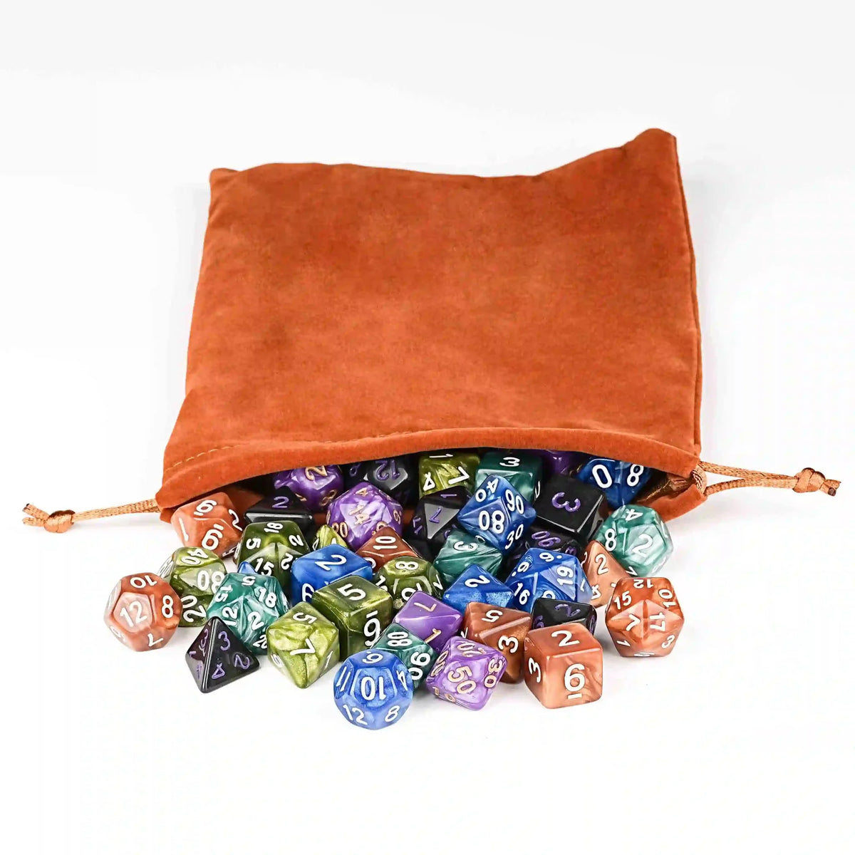 Drawstring Unlimited Dice Bag – Acrylic – Polyhedral Acrylic DND Dice Set - 5 - Piece Set RPG Dice + Dice Bag