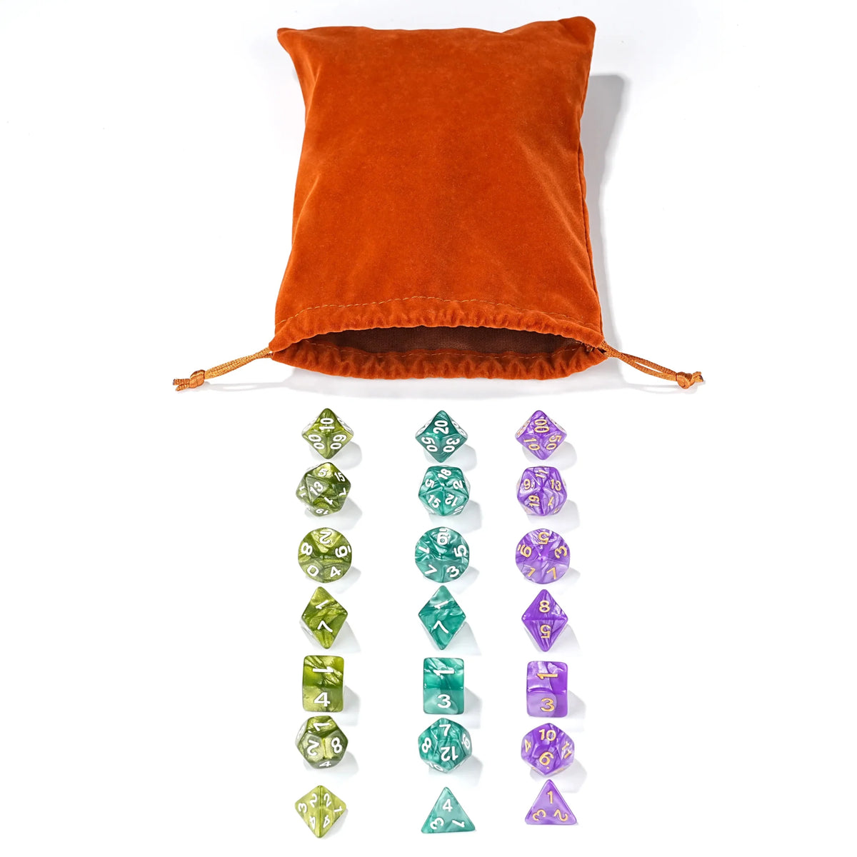 Drawstring Unlimited Dice Bag – Acrylic – Polyhedral Acrylic DND Dice Set - 5 - Piece Set RPG Dice + Dice Bag