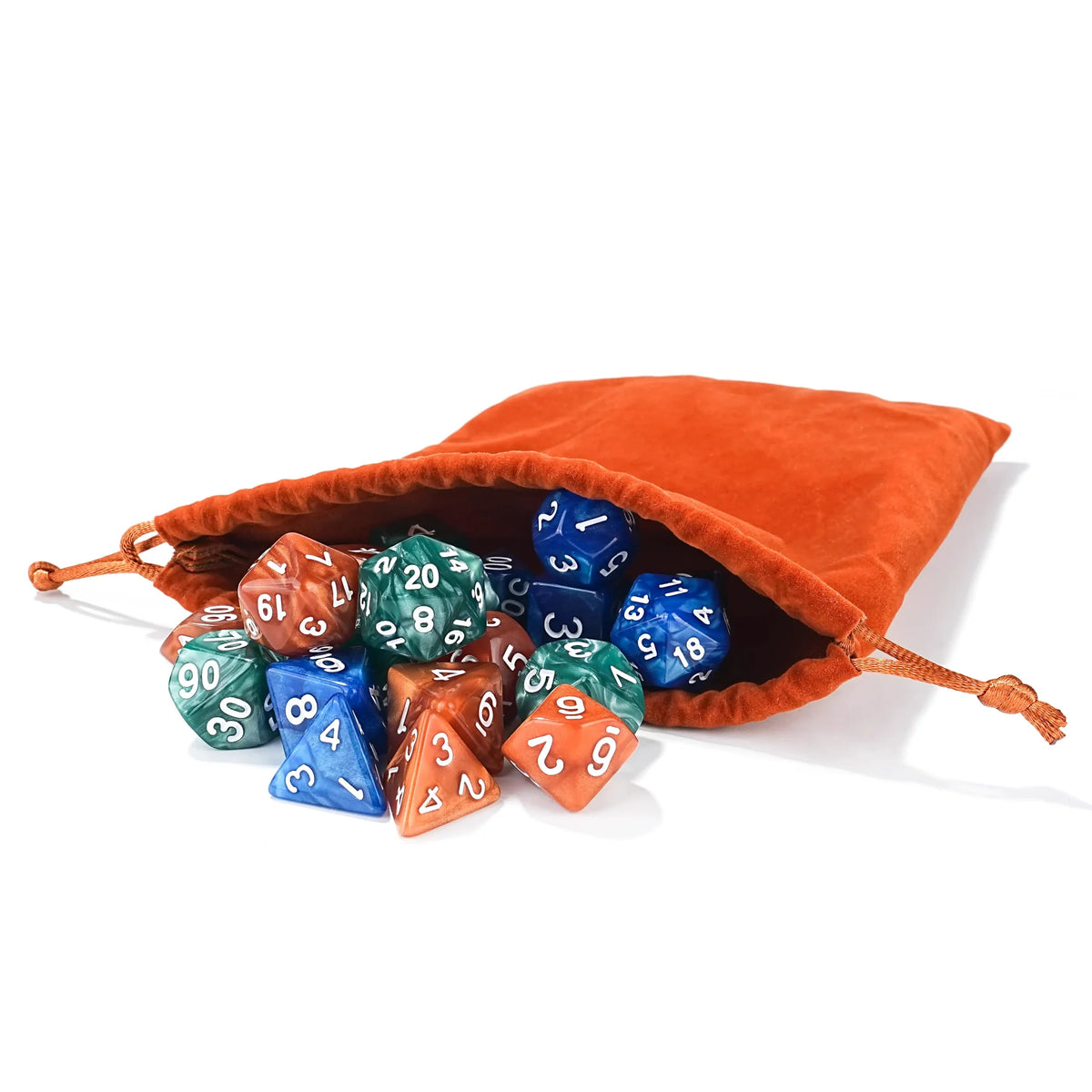 Drawstring Unlimited Dice Bag – Acrylic – Polyhedral Acrylic DND Dice Set - 5 - Piece Set RPG Dice + Dice Bag