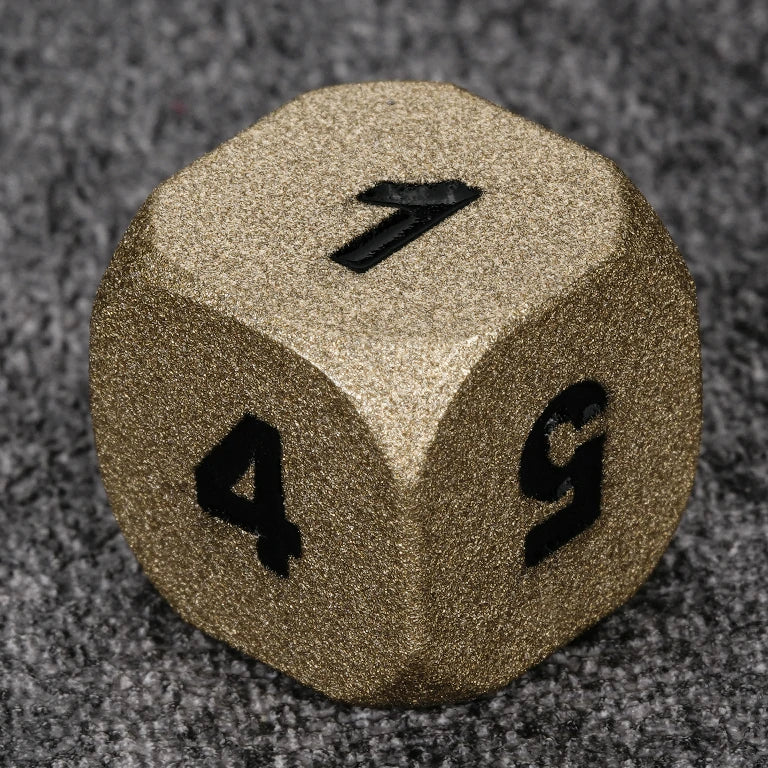 Dwarven Forged Metal RPG Dice Set – Dwarven Forge Antique Gold Metal D&D D6 Dice with Black Numerals