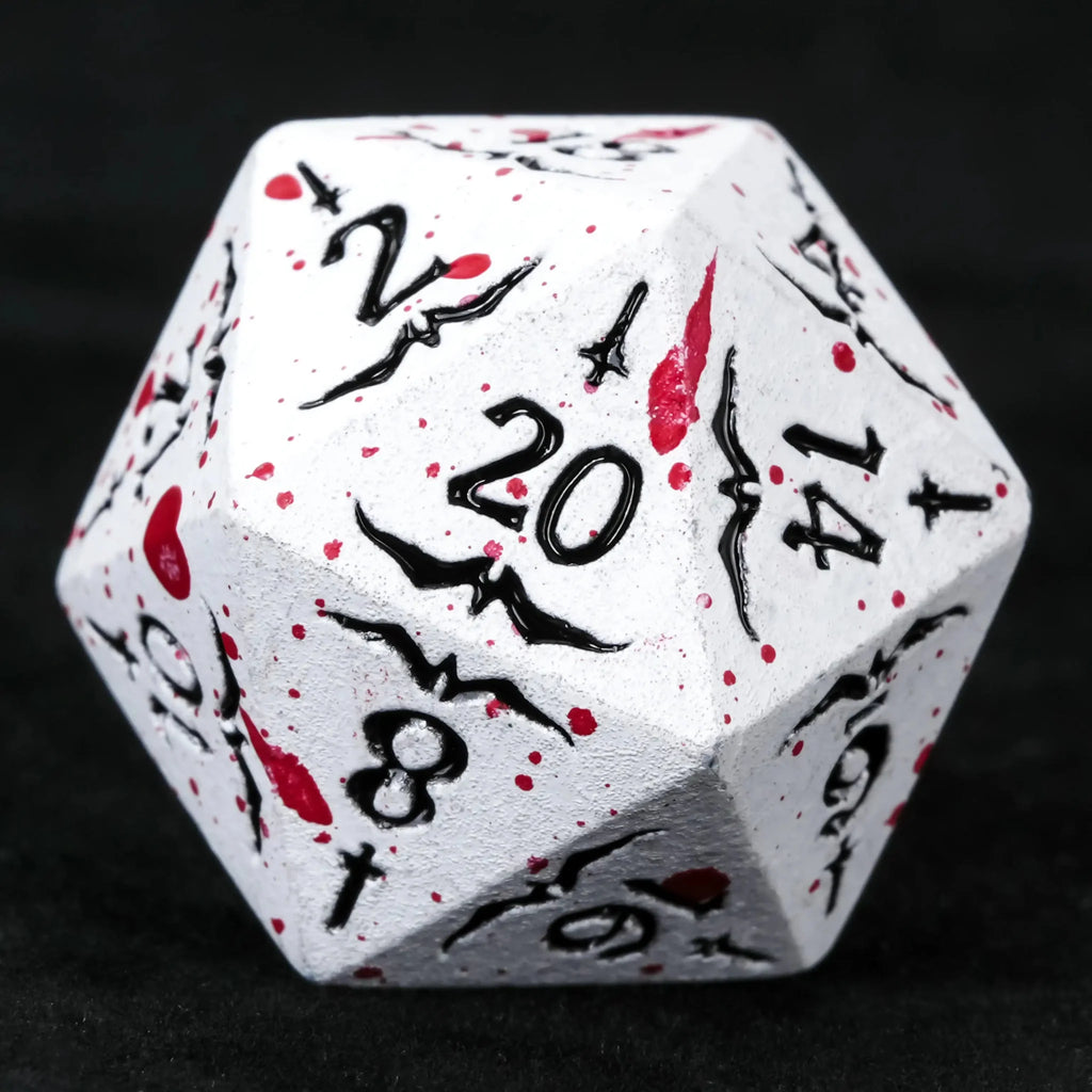 Eagle Metal DND Dice Set – White Metallic Eagle and Sword DND D20 Dice