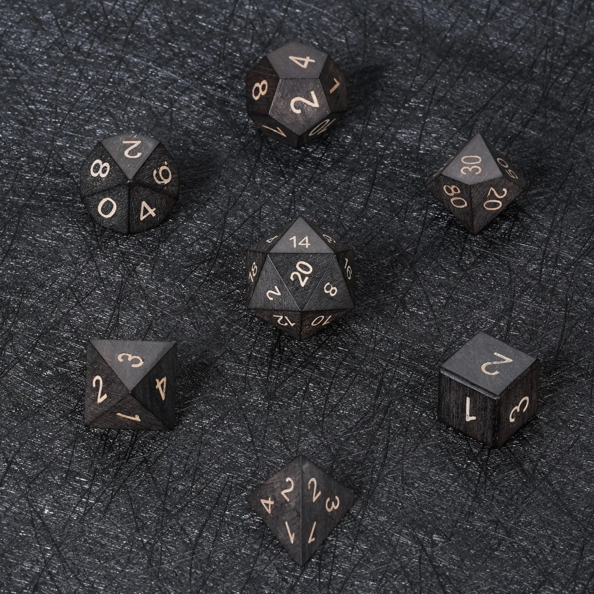 Ebony Acrylic DND Dice Set – Black Ebony Wood DND Dice Set