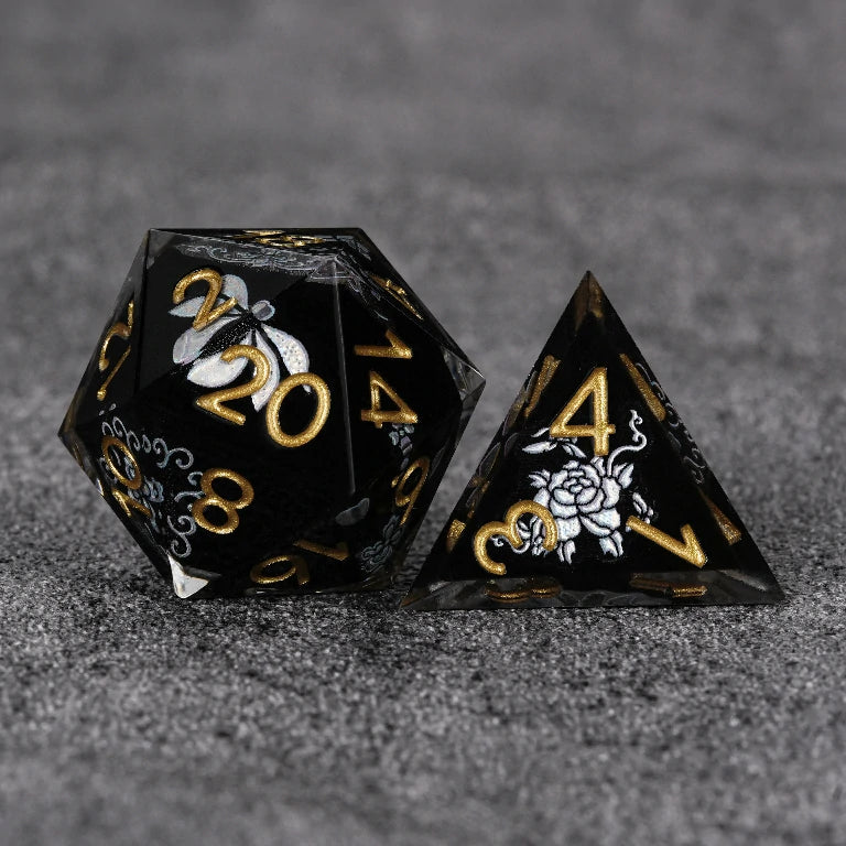 Emblem Resin DND Dice Set – Gold Numbers – alternate product view