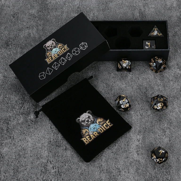 Emblem Resin DND Dice Set – Gold Numbers – alternate product view