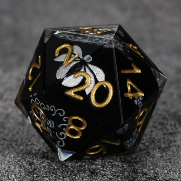 Emblem Resin DND Dice Set – Gold Numbers – alternate product view