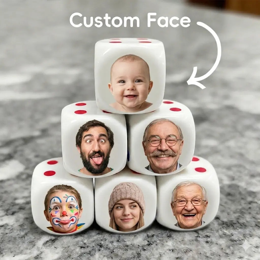Face Photo Acrylic D6 Dice Set – Customize printed D6 Dice