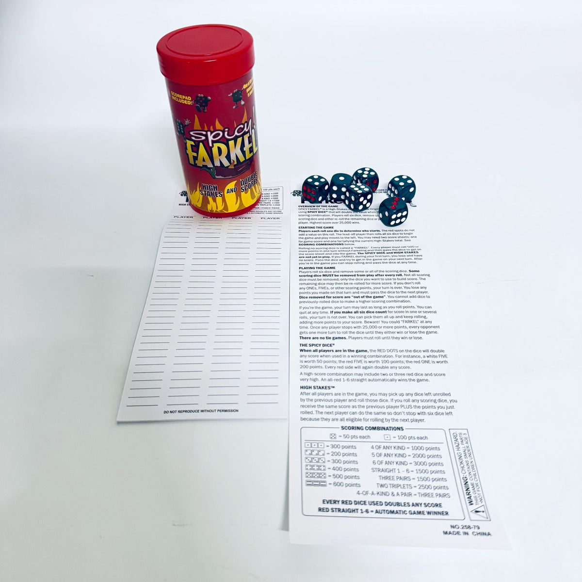 Farkel Spicy RPG Dice – FARKEL Spicy Farkel Dice Game is a home and travel game featuring double scoring and roulette