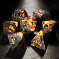Firestone Gem Natural Stone DND Dice Set – Unique Flame Stone Dice: DND multifaceted natural gemstone dice engraved