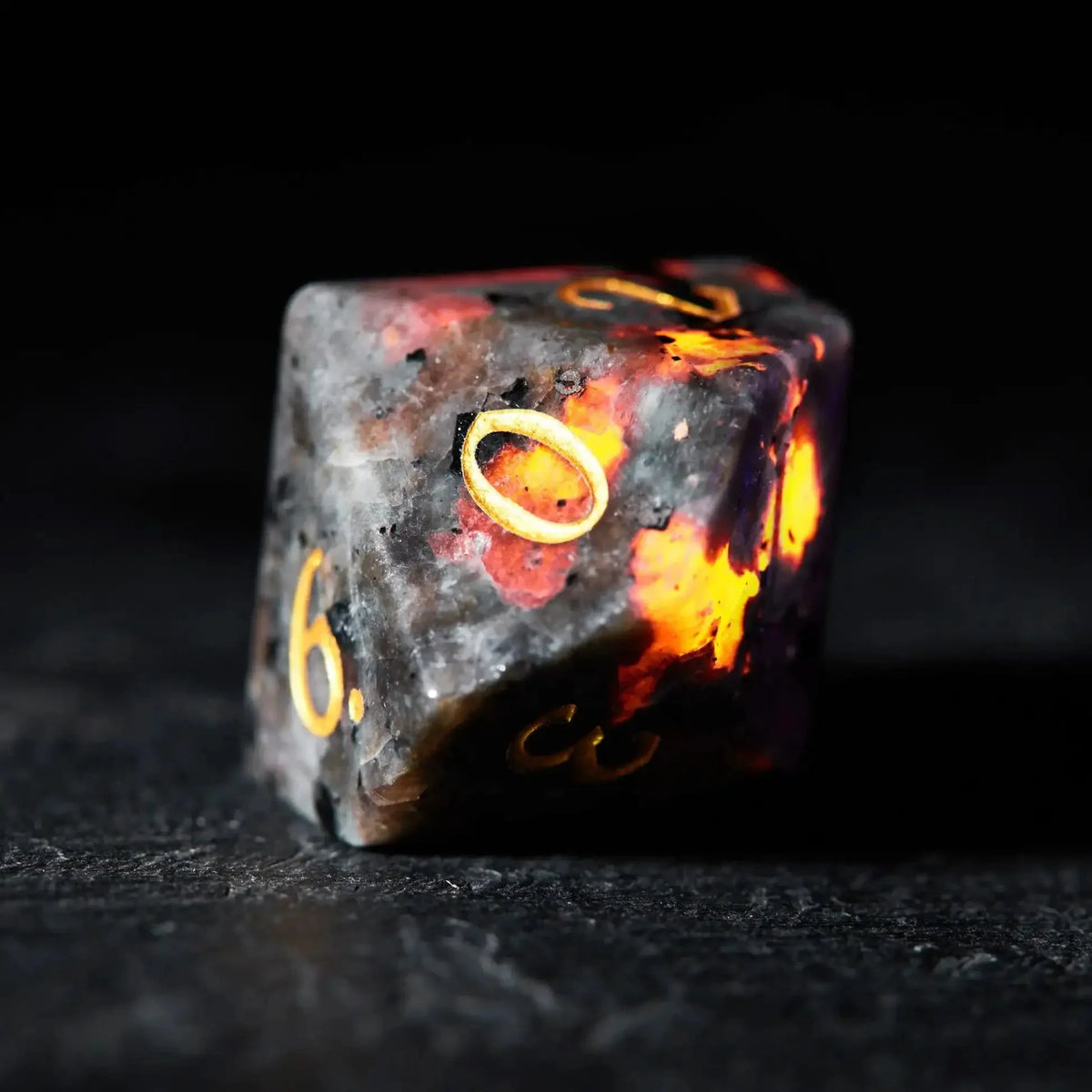 Firestone Gem Natural Stone DND Dice Set – Unique Flame Stone Dice: The color of volcanic lava DND Gemstone Dice Set