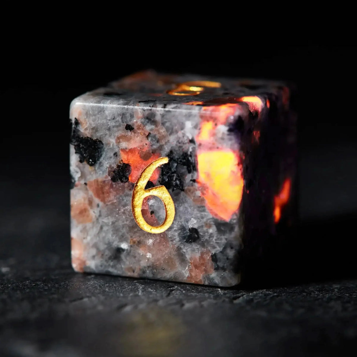 Firestone Gem Natural Stone DND Dice Set – Unique Flame Stone Dice: The color of volcanic lava DND Gemstone Dice Set