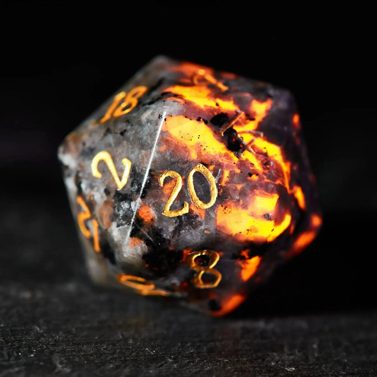 Firestone Gem Natural Stone DND Dice Set – Unique Flame Stone Dice: The color of volcanic lava DND Gemstone Dice Set