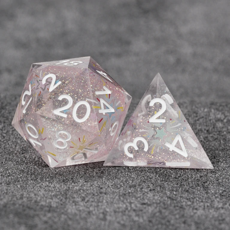 Fireworks Resin DND Dice Set – Glitter – alternate product view