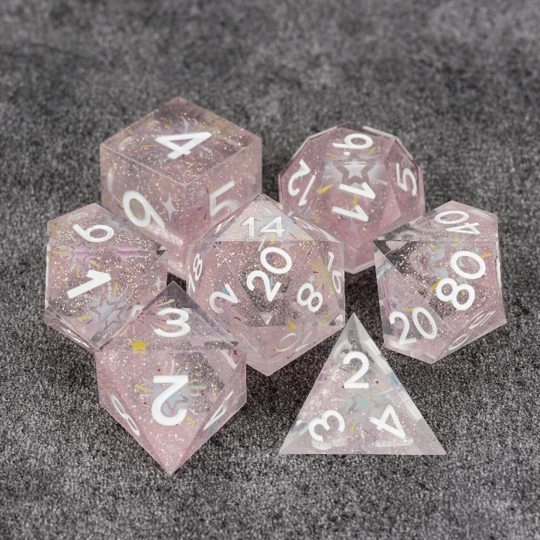 Fireworks Resin DND Dice Set – Glitter