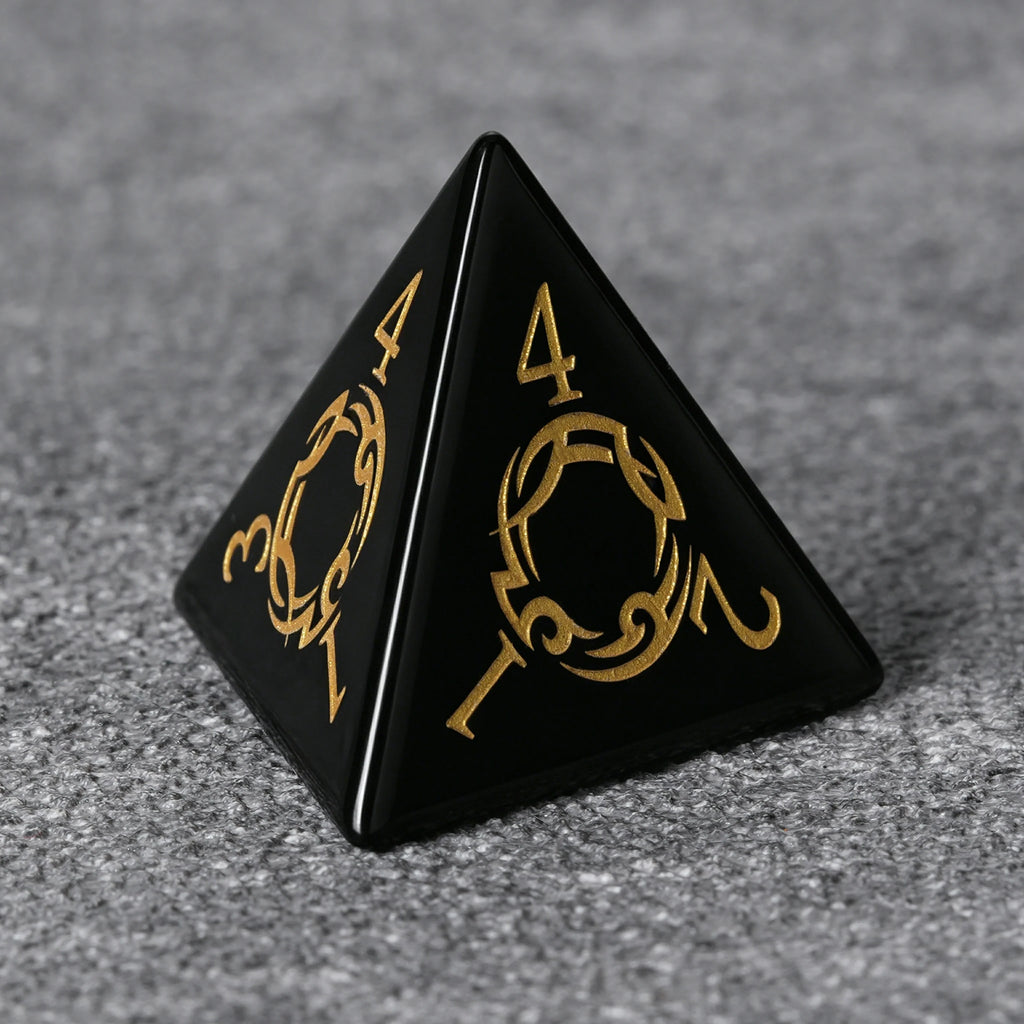 Flame Rune Natural Stone RPG Dice Set – alternate product view