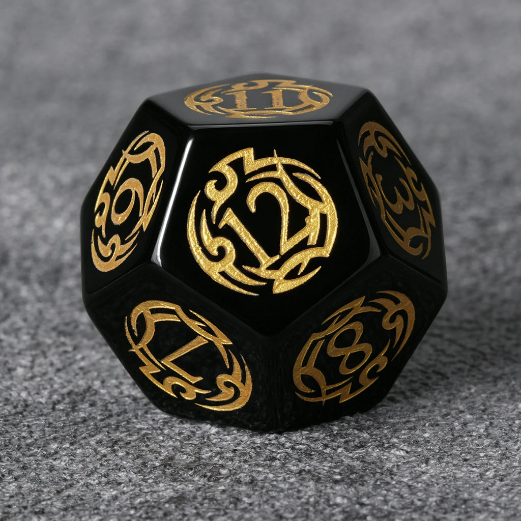 Flame Rune Natural Stone RPG Dice Set – alternate product view
