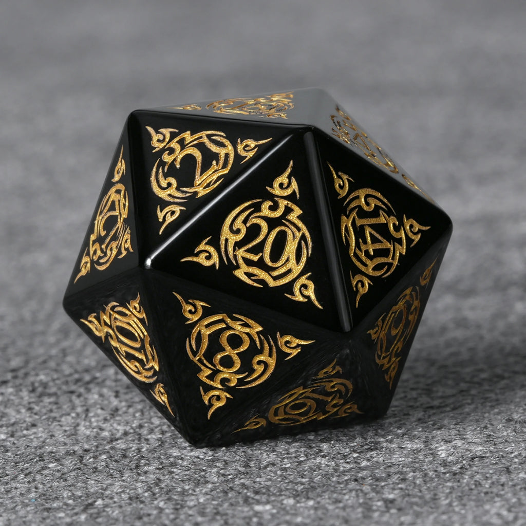Flame Rune Natural Stone RPG Dice Set – alternate product view