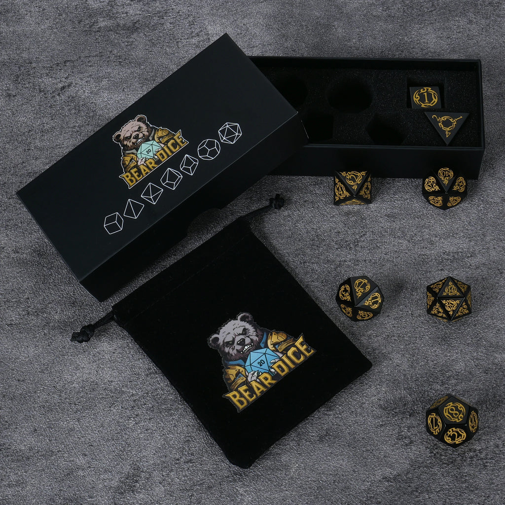 Flame Rune Natural Stone RPG Dice Set – alternate product view