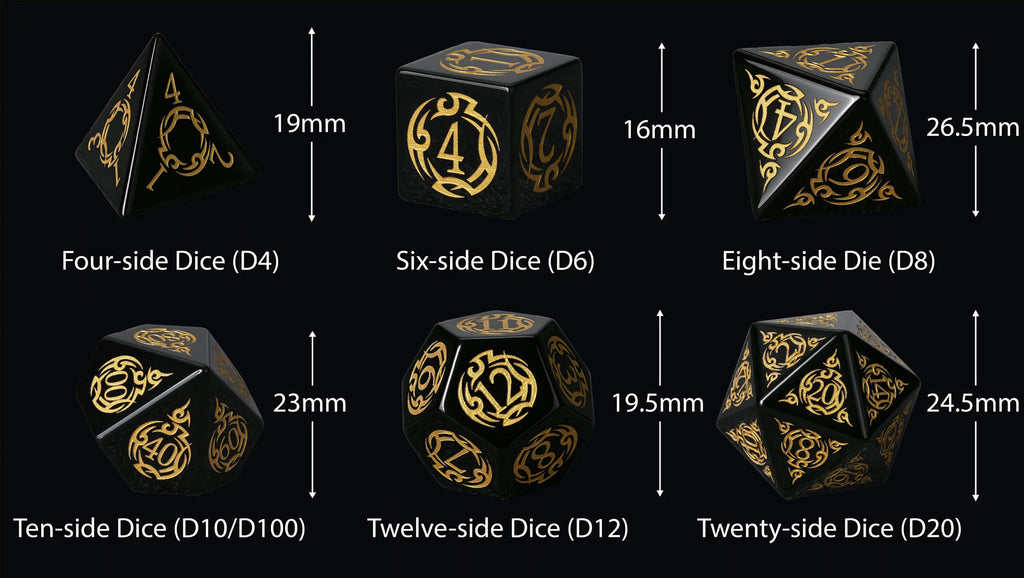 Flame Rune Natural Stone RPG Dice Set – alternate product view