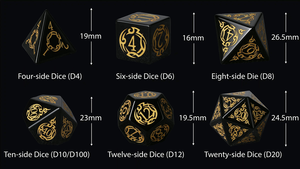 Flame Rune Natural Stone RPG Dice Set – alternate product view