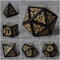 Flame Rune Natural Stone RPG Dice Set