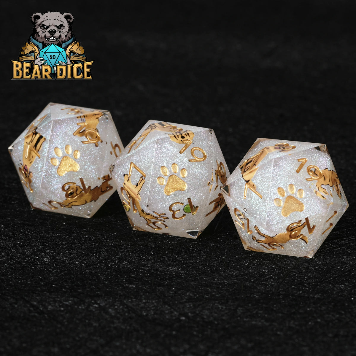 Flecked Glitter Resin D20 Dice