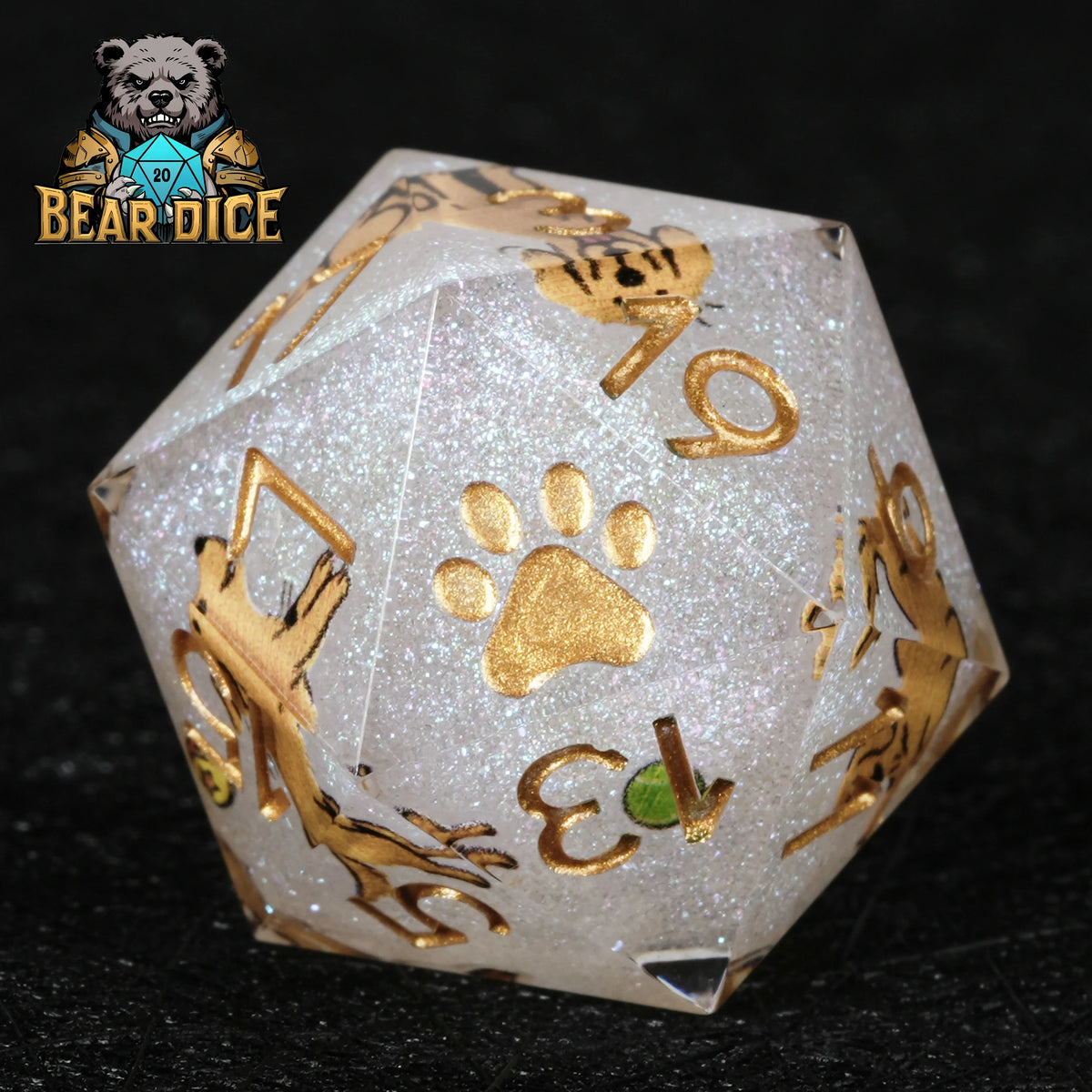 Flecked Glitter Resin D20 Dice – alternate product view