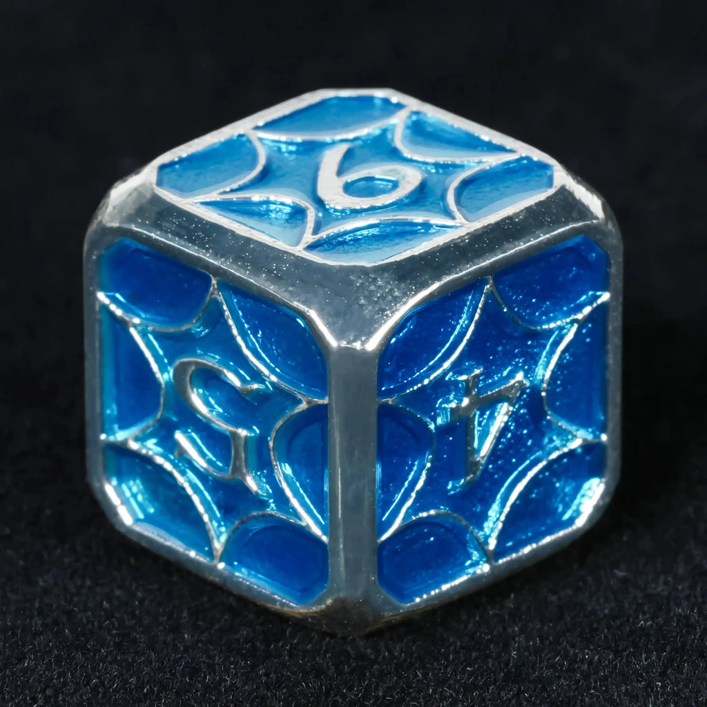 Interstellar Series Metal DND Dice Set – Fluorescent blue metallic DND D6 dice