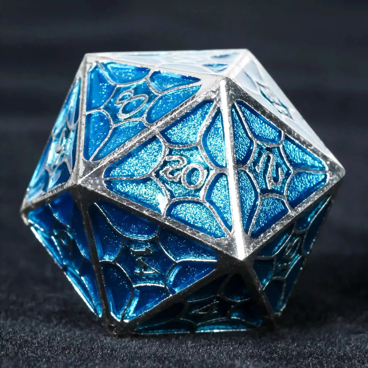 Interstellar Series Metal DND Dice Set – Fluorescent blue metallic StarCraft DND D20 dice