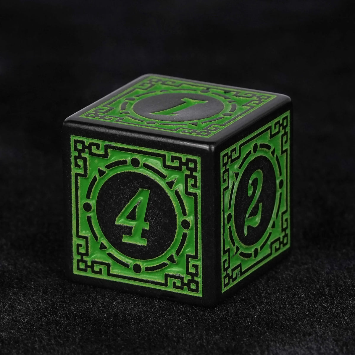 Fluorescent Metal DND Dice Set – Green Magic Pattern Acrylic DND Dice Set