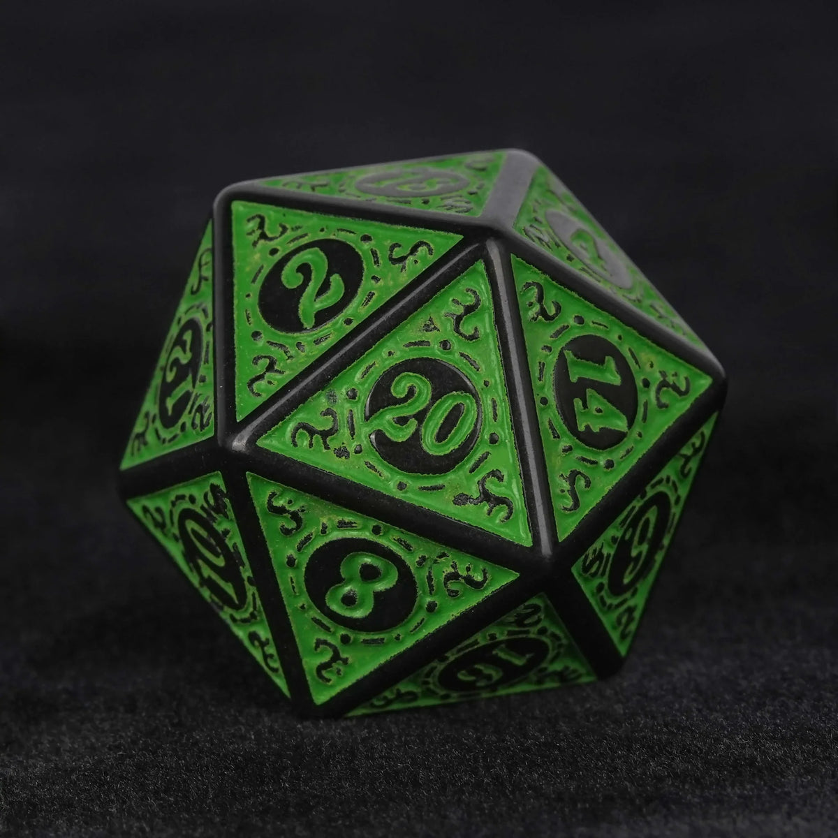 Fluorescent Metal DND Dice Set – Green Magic Pattern Acrylic DND Dice Set