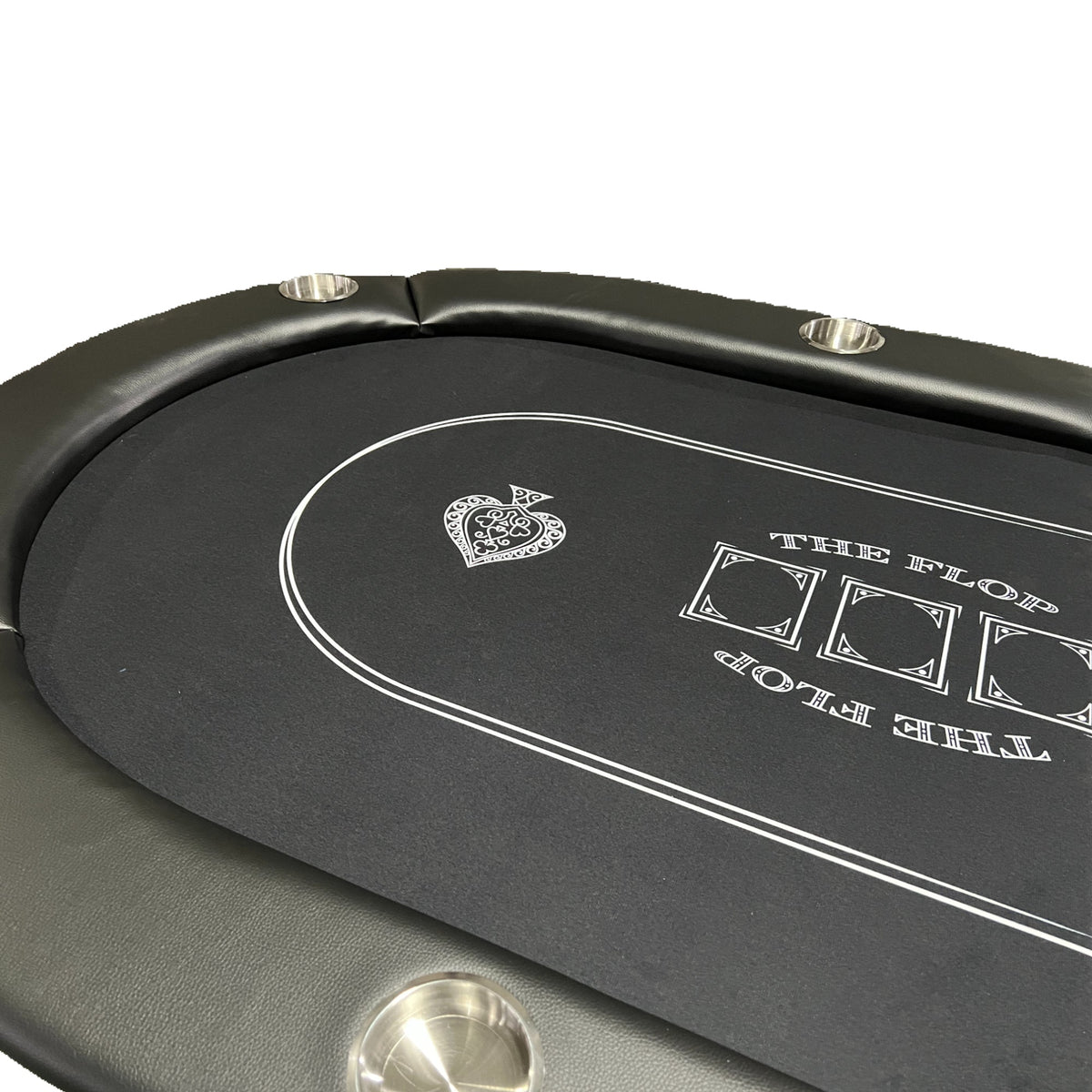 Poker Gaming Table – Portable Board – Foldable Poker Table Portable – Black Felt Top View with Cup Holders & Chip Trays