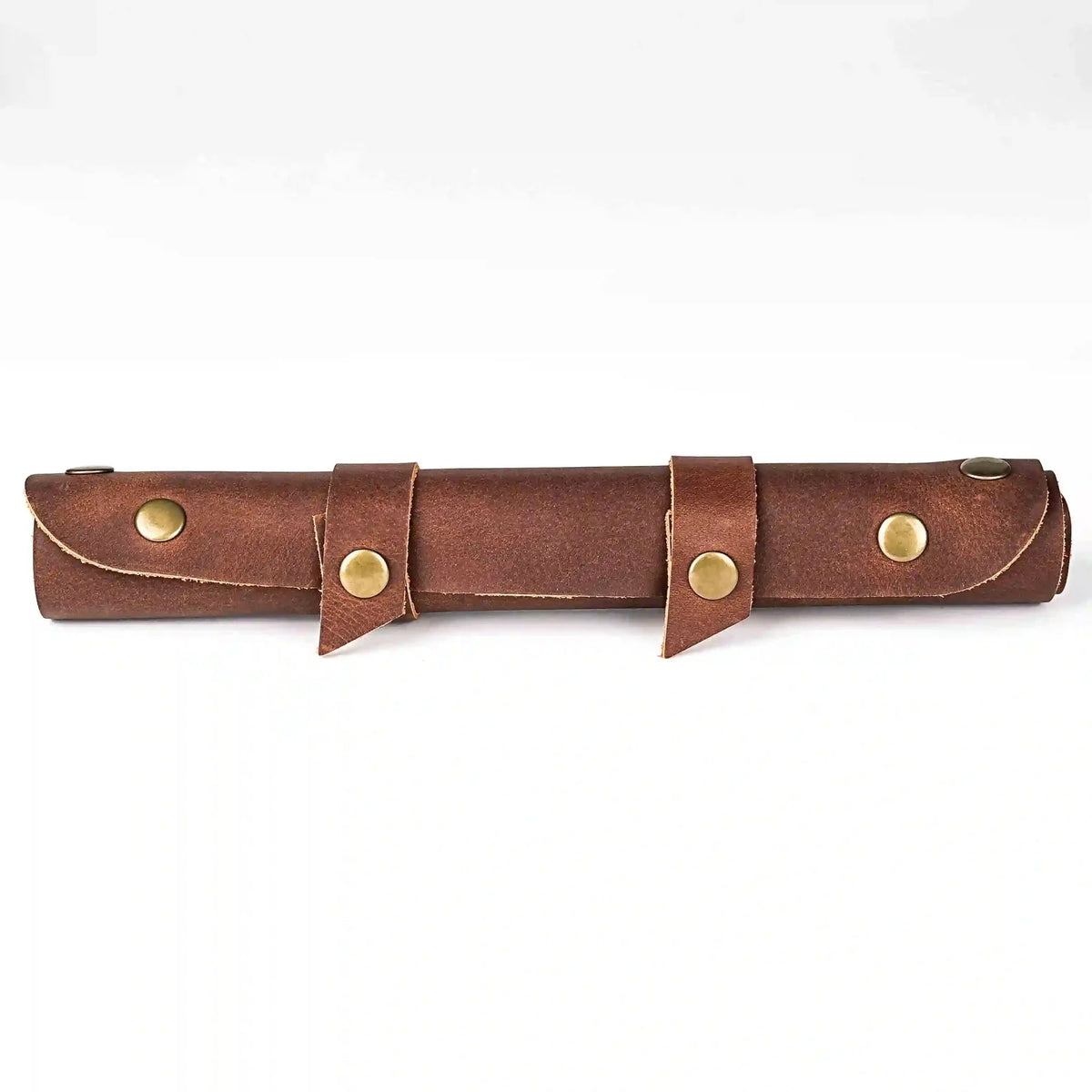Foldable Quad Dice Tray – Leather – Rollable vintage tan hand - made four - corner assembled button leather dnd dice