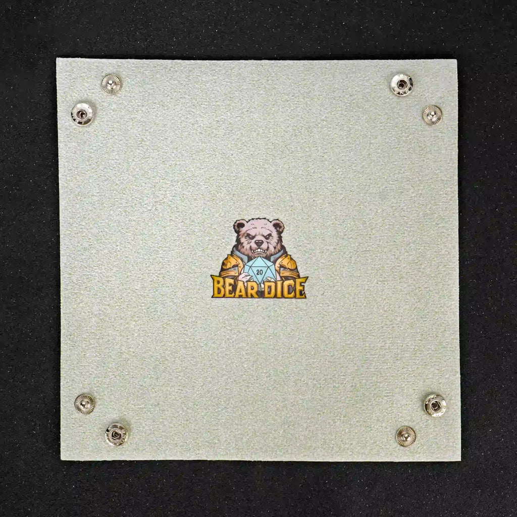 Foldable Snap Dice Tray – Leather – Four-corner button leather beige dice tray with logo