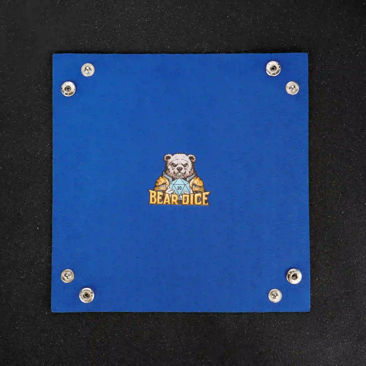 Foldable Snap Dice Tray – Leather – Four-corner button leather blue dice tray with logo