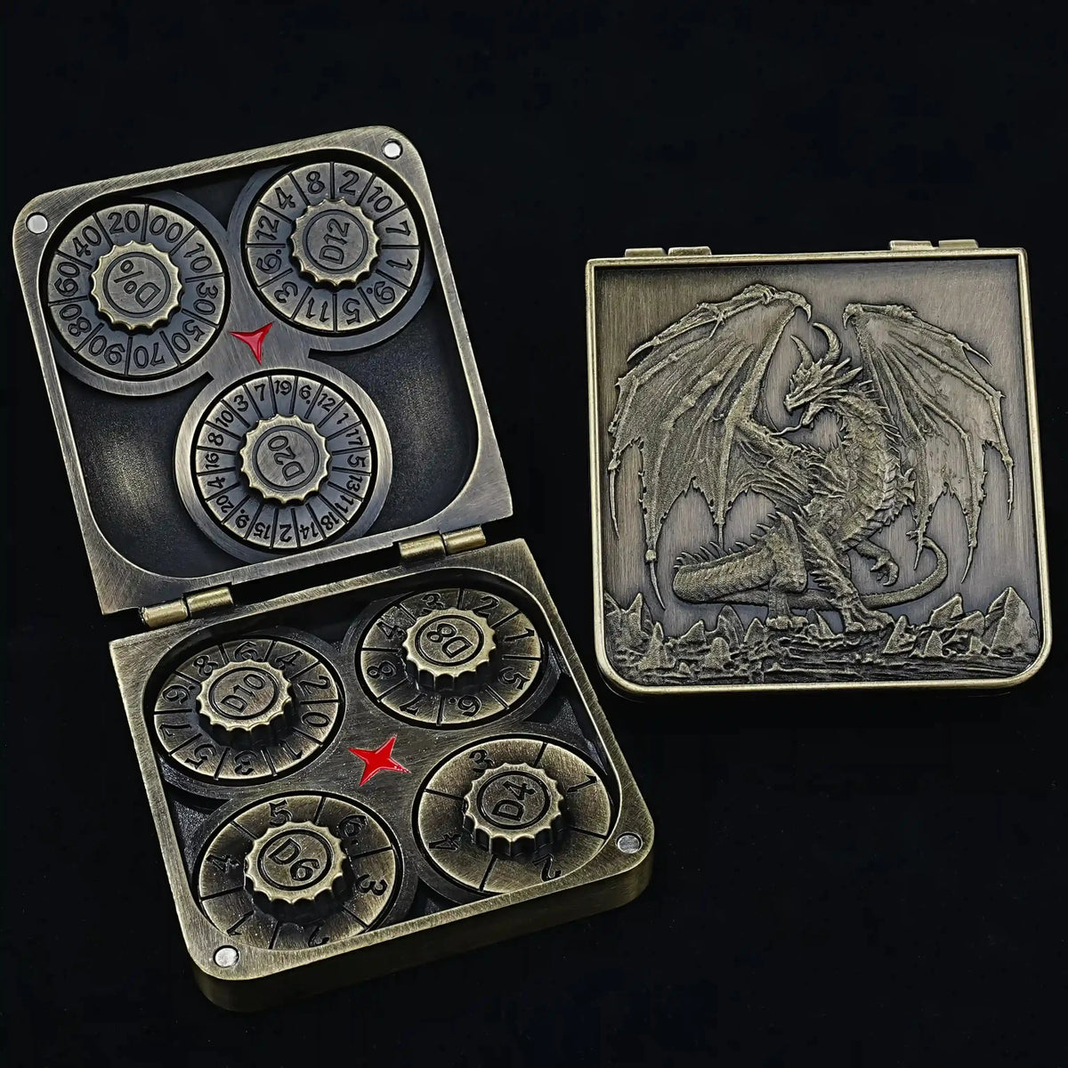 Foldable Turntable Dice Box – Metal – Spinner Design – Unique Metal Foldable Dice Box with Magnets 7 in 1 Roulette DND