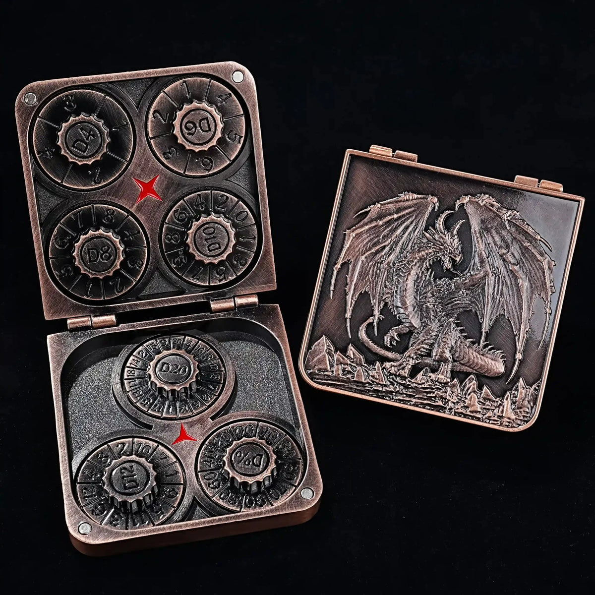 Foldable Turntable Dice Box – Metal – Spinner Design – Unique Metal Foldable Dice Box with Magnets 7 in 1 Roulette DND