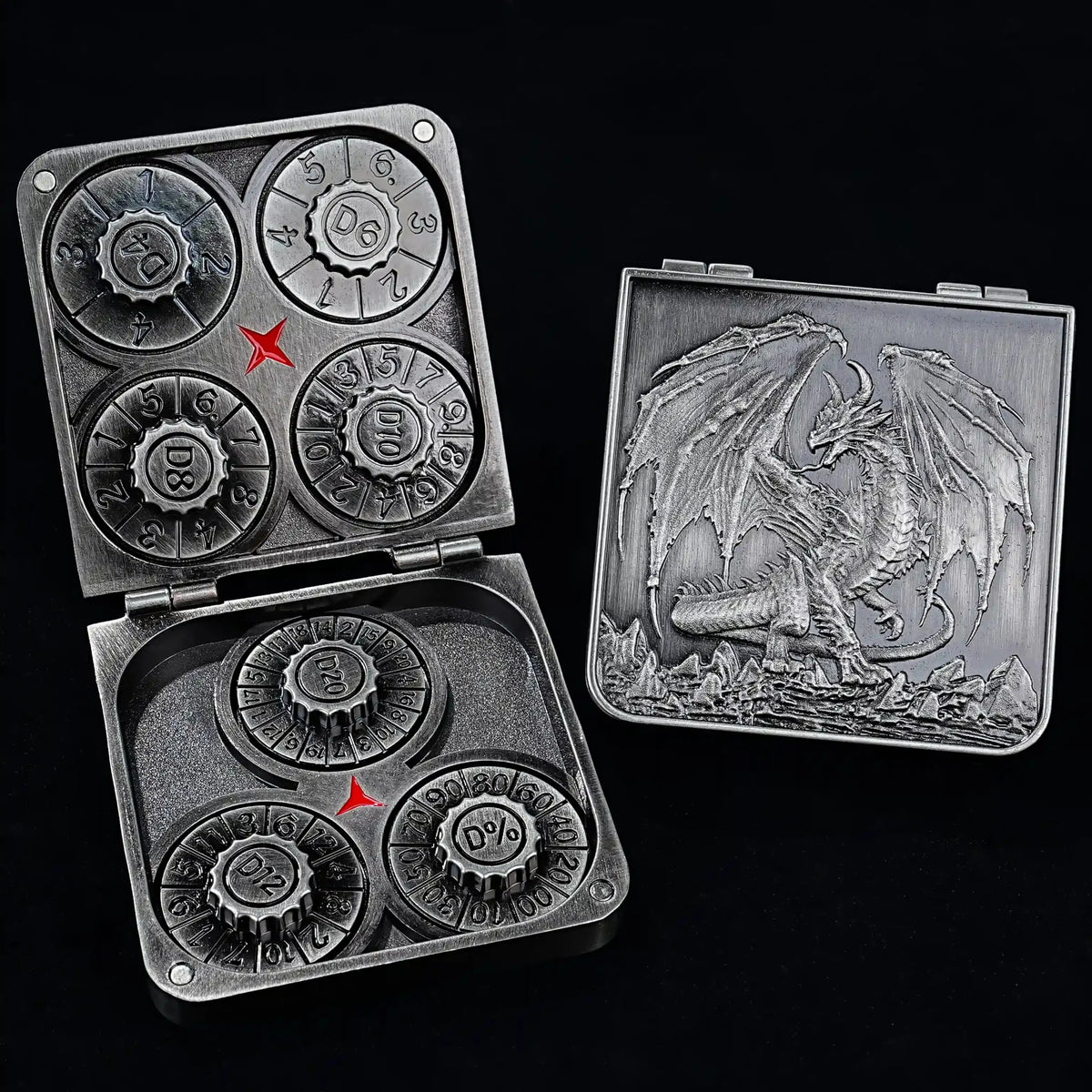 Foldable Turntable Dice Box – Metal – Spinner Design – Unique Metal Foldable Dice Box with Magnets 7 in 1 Roulette DND