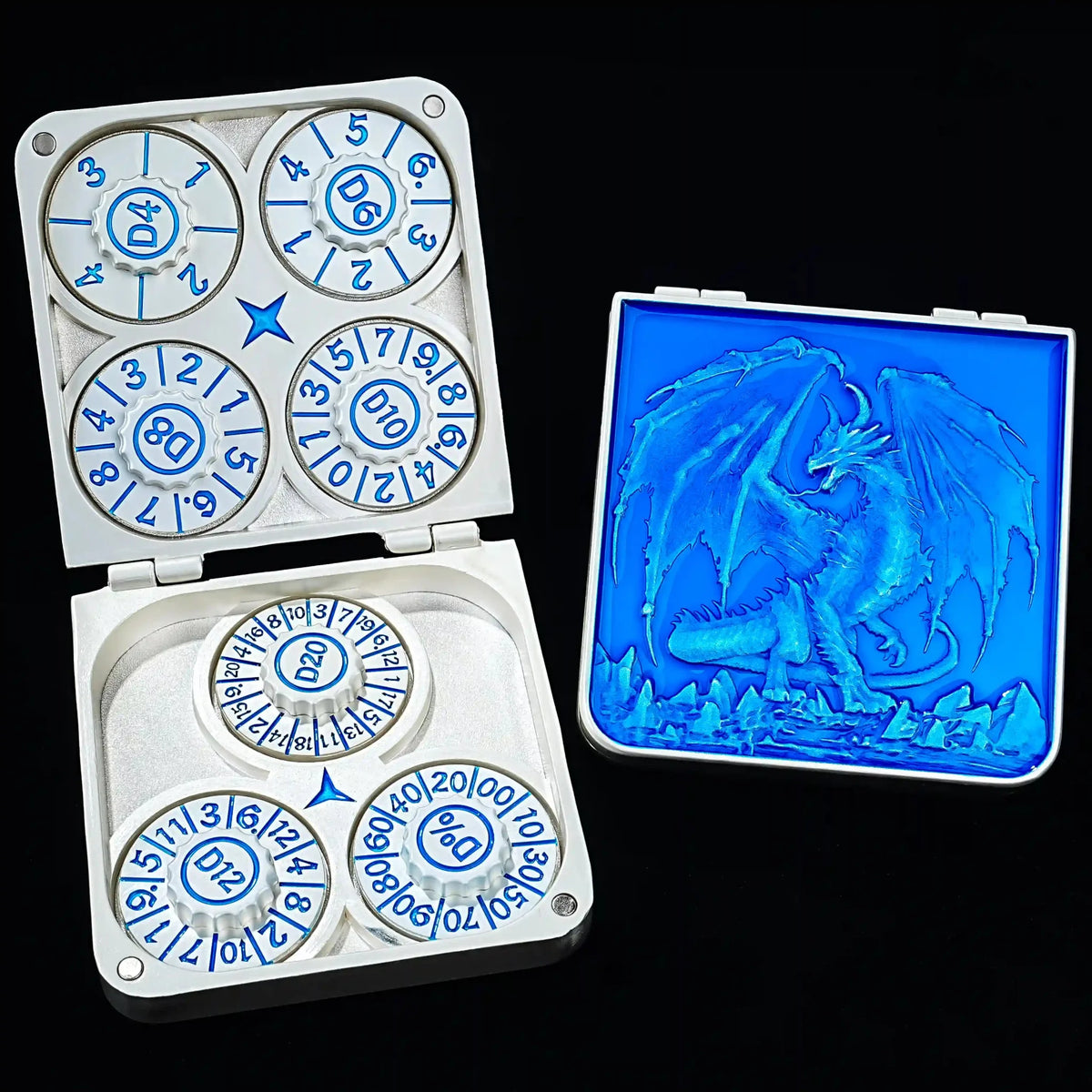 Foldable Turntable Dice Box – Metal – Spinner Design – Unique Metal Foldable Dice Box with Magnets 7 in 1 Roulette DND