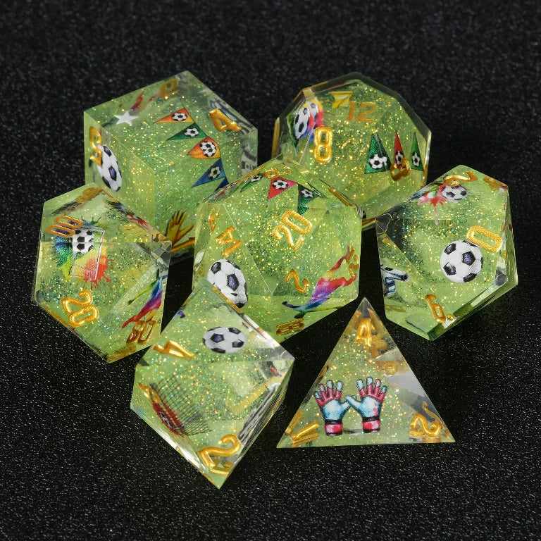 Football Resin D&D Dice Set – Gold Lettering – alternate product view