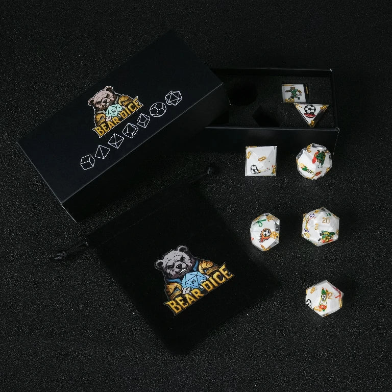 Football Resin D&D Dice Set – Gold Lettering – alternate product view