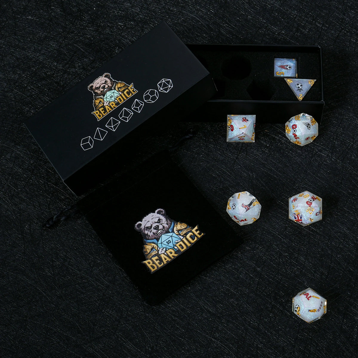 Football World Resin RPG Dice Set – Glitter – alternate product view