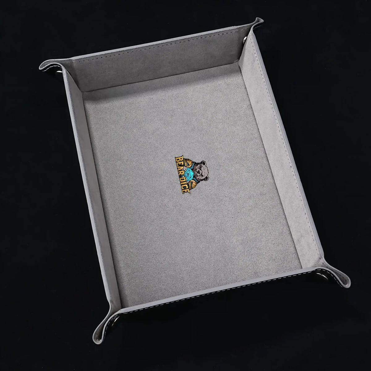 Four Corner Dice Tray – Leather – Folding Design – Four Corner Folding - Velvet Dice Pad Leather dnd Game Dice Tray