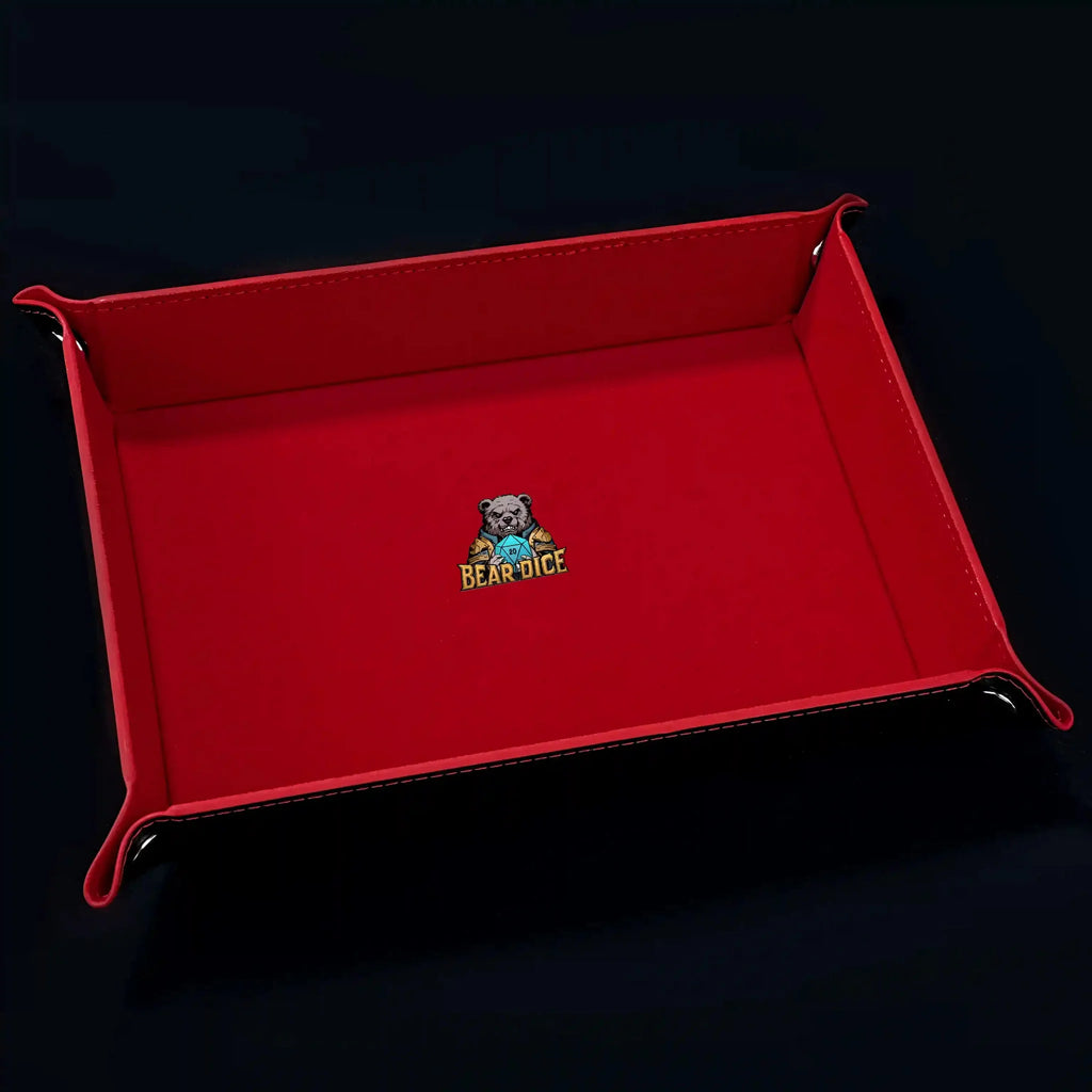World Cup Dice Tray – Leather – Four Corner Folding - Velvet Dice Pad Leather dnd Game Dice Tray