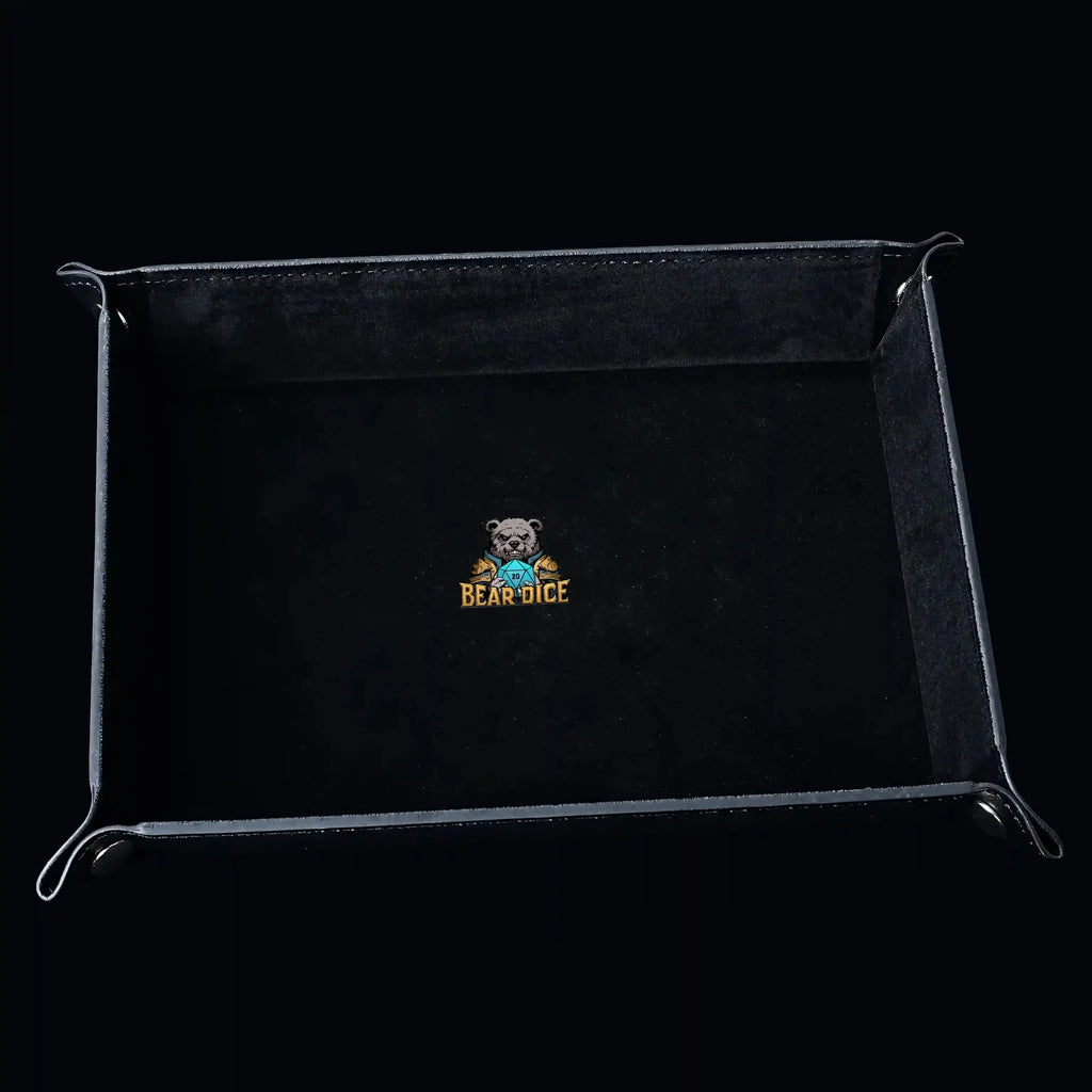 World Cup Dice Tray – Leather – Four Corner Folding - Velvet Dice Pad Leather dnd Game Dice Tray