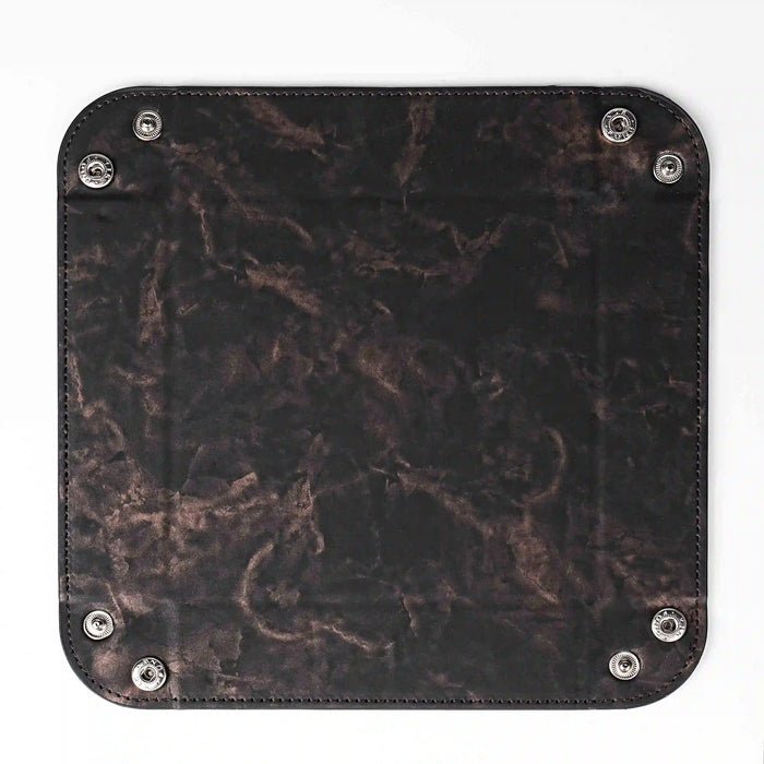 Four Corners Dice Tray – Leather – Folding Design – Four - corner folding stone leather DND dice tray - tabletop game