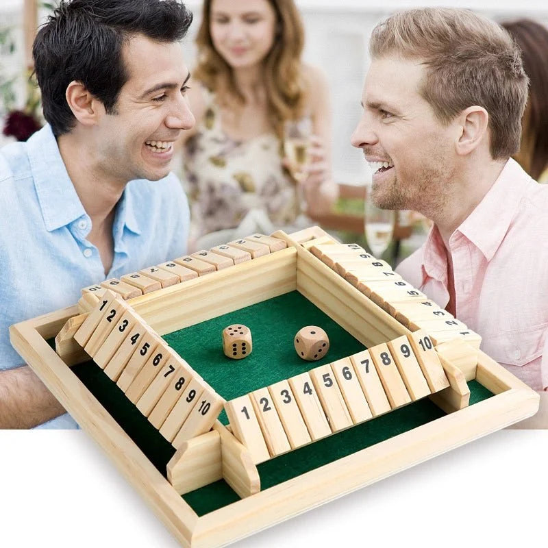 Four Player Dice Box – Acrylic – Close the Box Dice Game - Wooden Party Strategy Board Game