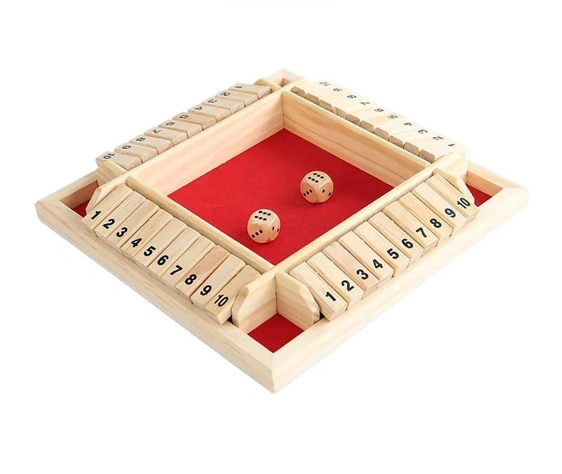 Four Player Dice Box – Acrylic – Close the Box Dice Game - Wooden Party Strategy Board Game