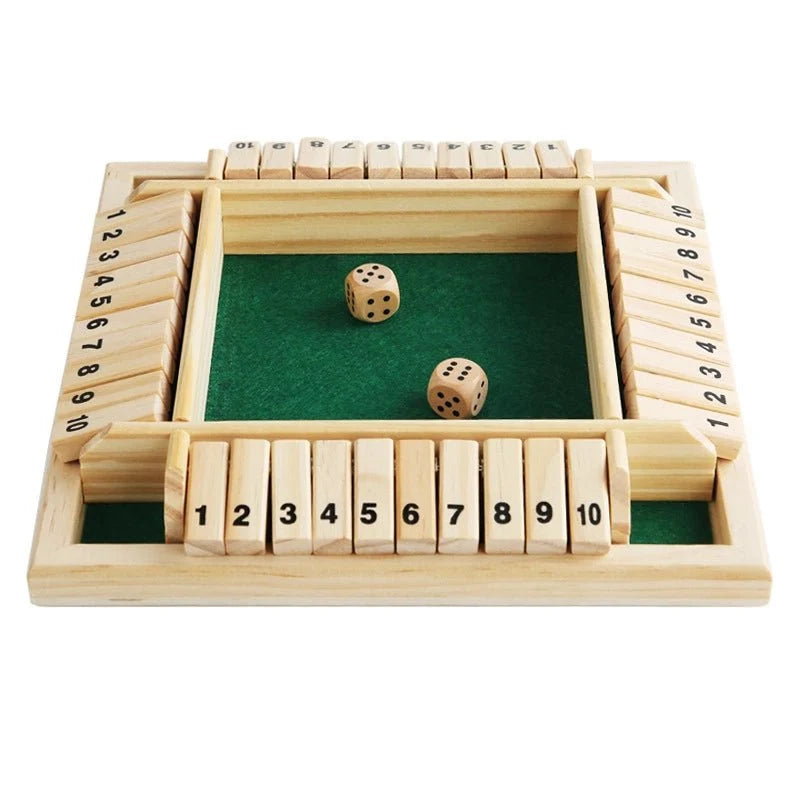Four Player Dice Box – Acrylic – Close the Box Dice Game - Wooden Party Strategy Board Game