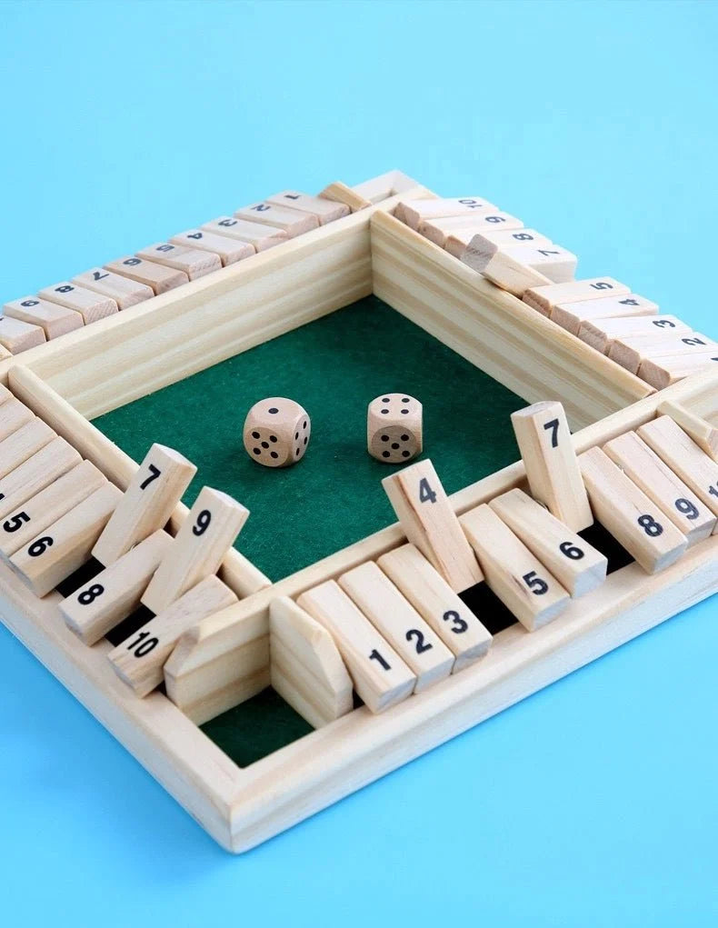 Four Player Dice Box – Acrylic – Close the Box Dice Game - Wooden Party Strategy Board Game