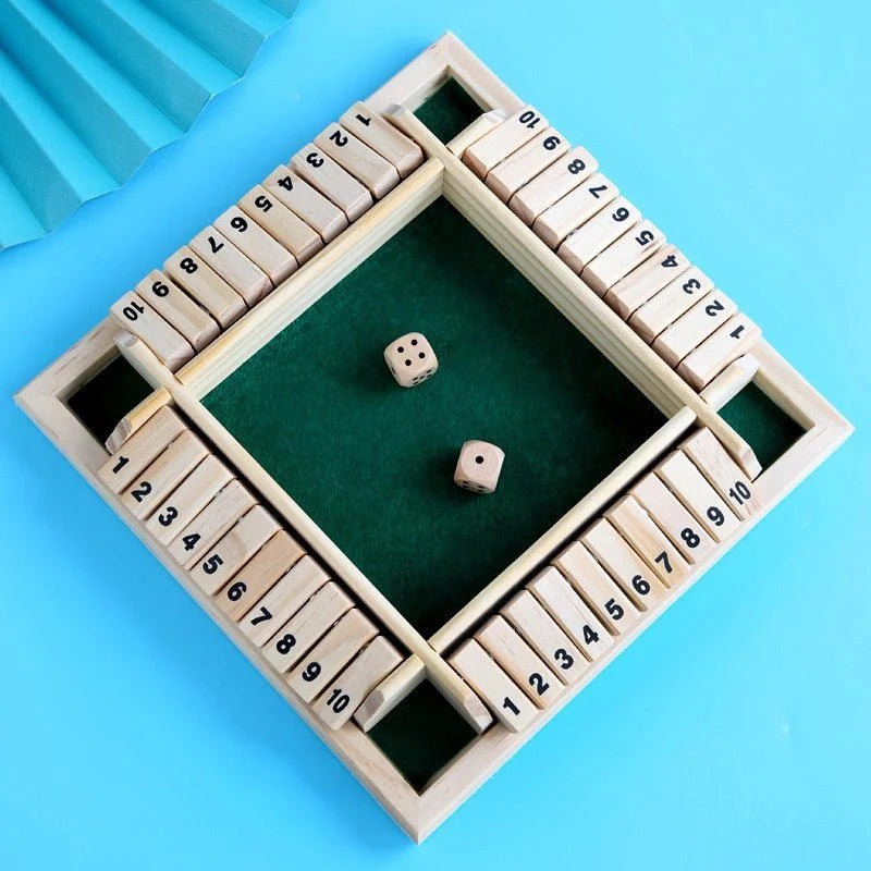 Four Player Dice Box – Acrylic – Close the Box Dice Game - Wooden Party Strategy Board Game